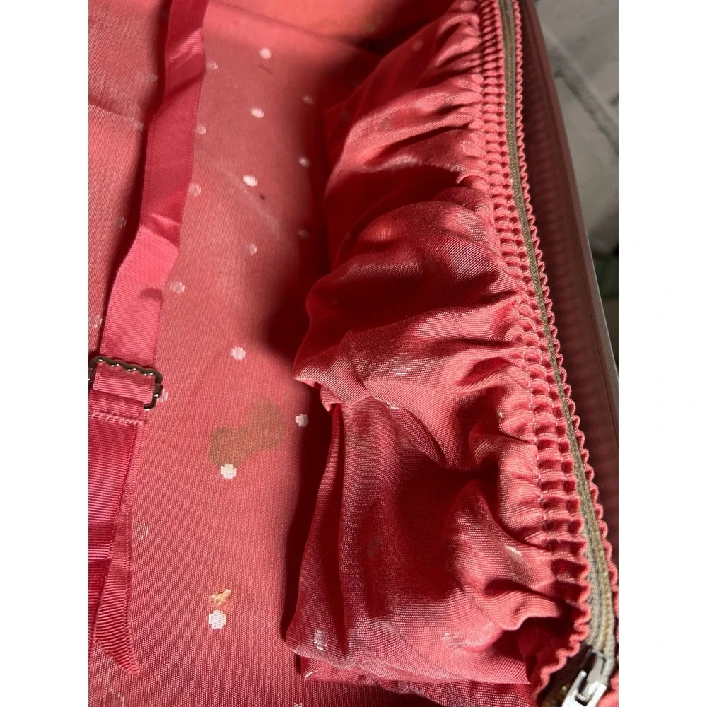 1960s Samsonite Silhouette Hardside Suitcase Wild Strawberry Polka Dot Lining